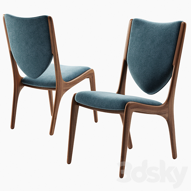 Vladimir Kagan Shield Back Dining Chair 3ds Max - thumbnail 1