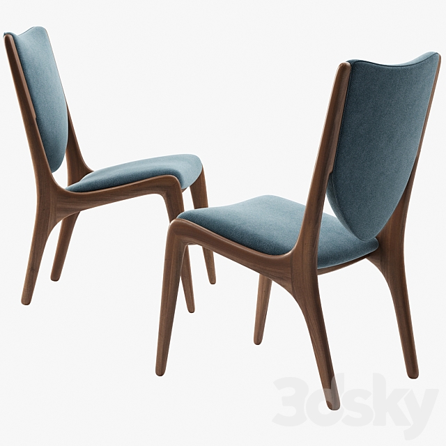 Vladimir Kagan Shield Back Dining Chair 3ds Max - thumbnail 2