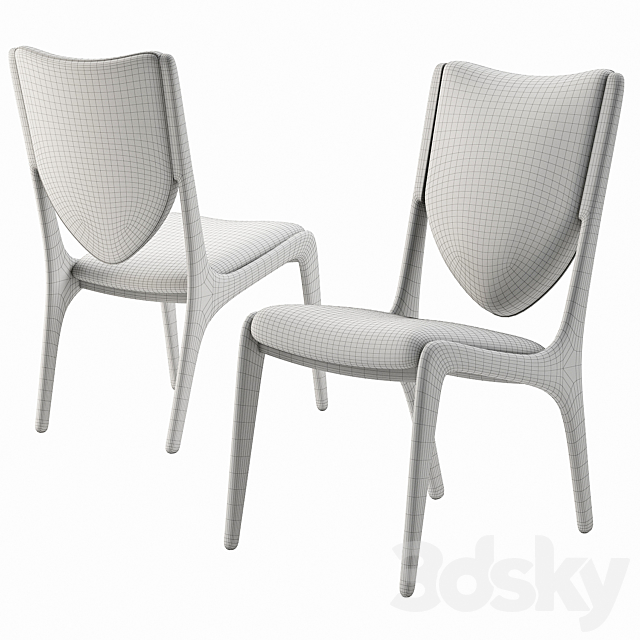 Vladimir Kagan Shield Back Dining Chair 3ds Max - thumbnail 3