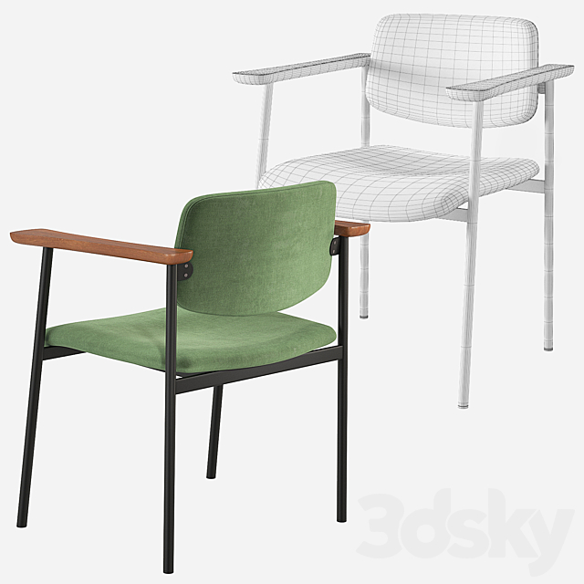 WARREN Chair Velvet CB2 3DS Max Model - thumbnail 4