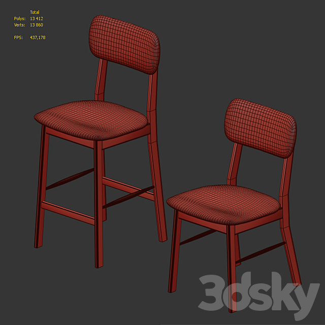 Watford La Redoute bar or counter stool and chair 3ds Max - thumbnail 3