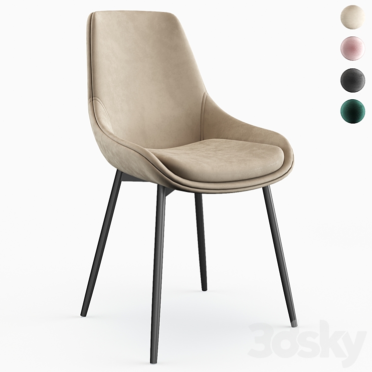 Wayfair Coen Velvet Side Chair by Gold Flamingo 3DS Max Model - thumbnail 1