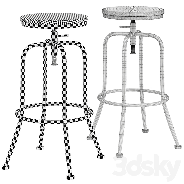 Wayfair Grundy Swivel Bar Stool 3DSMax File - thumbnail 4