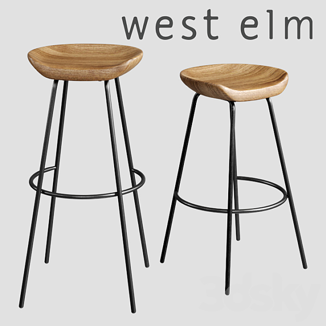 WEST ELM Alden Bar + Counter Stools 3DSMax File - thumbnail 1