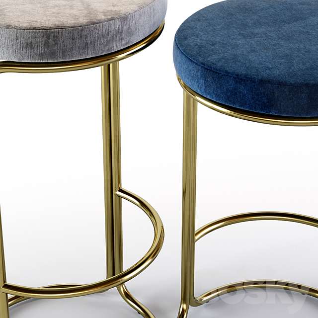 West Elm Cora Bar and Counter Stools 3DS Max Model - thumbnail 2