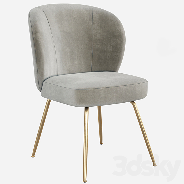 West Elm Greer Upholstered Dining Chair 3DSMax File - thumbnail 1