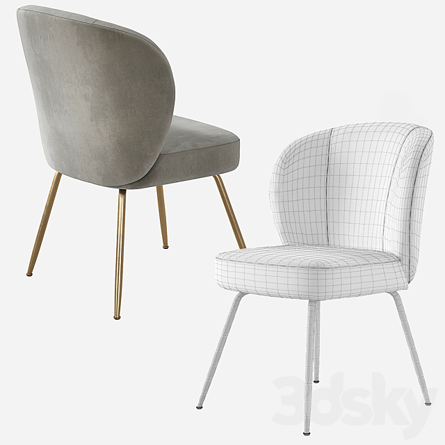 West Elm Greer Upholstered Dining Chair 3DSMax File - thumbnail 4