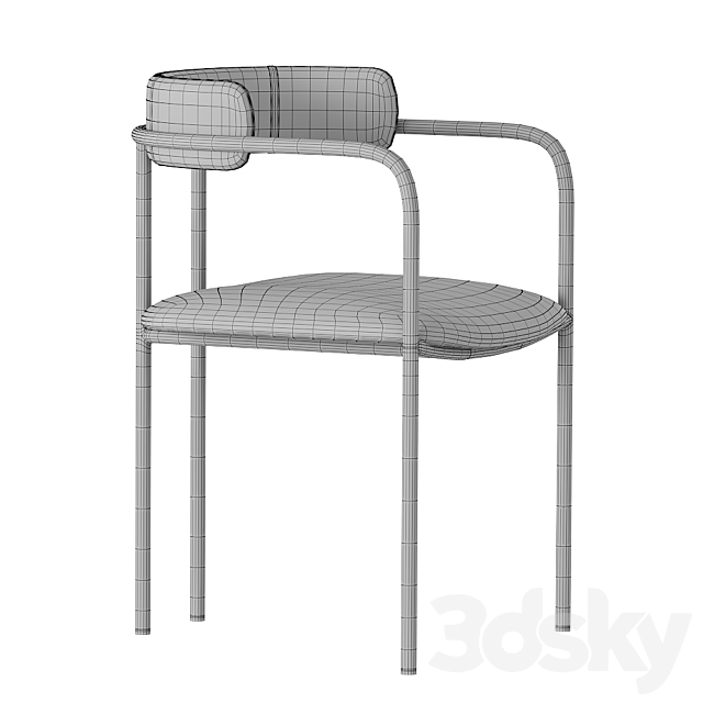 West Elm Lenox Velvet Dining Chair 3DSMax File - thumbnail 3