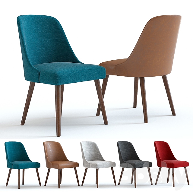 West Elm Mid-Century Chair. Wallnut legs 3DSMax File - thumbnail 1