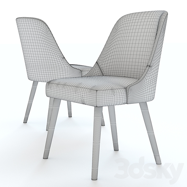 West Elm Mid-Century Chair. Wallnut legs 3DSMax File - thumbnail 2