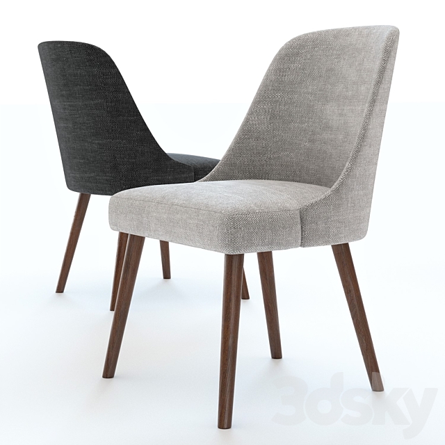 West Elm Mid-Century Chair. Wallnut legs 3DSMax File - thumbnail 3