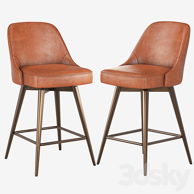 West Elm Mid-Century Counter Stool 3DS Max Model - thumbnail 2