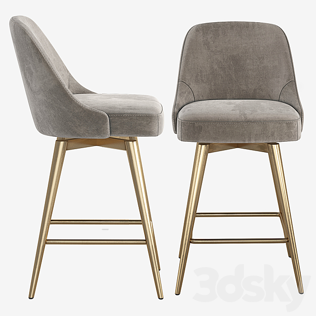 West Elm Mid-Century Counter Stool 3DS Max Model - thumbnail 3