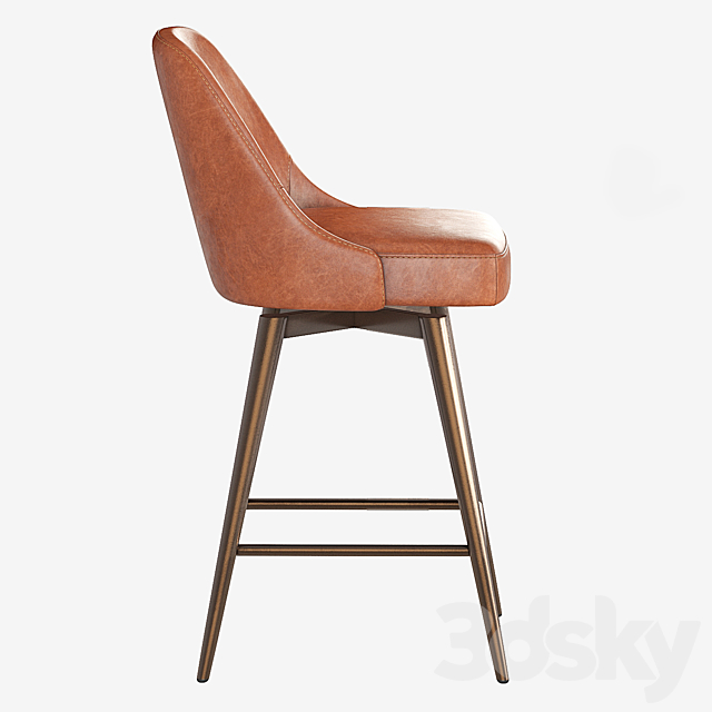 West Elm Mid-Century Counter Stool 3DS Max Model - thumbnail 4