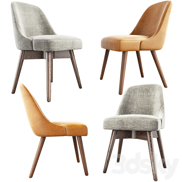West Elm Mid-Century Dining Chair Set 3DSMax File - thumbnail 1