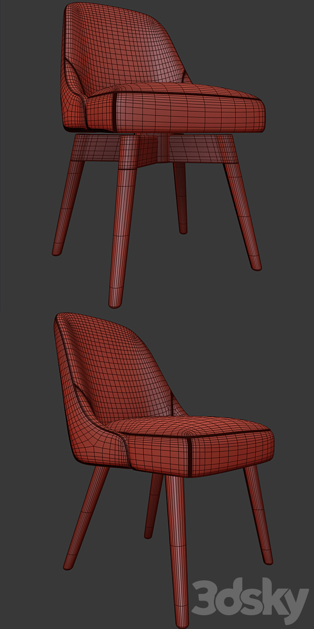 West Elm Mid-Century Dining Chair Set 3DSMax File - thumbnail 3