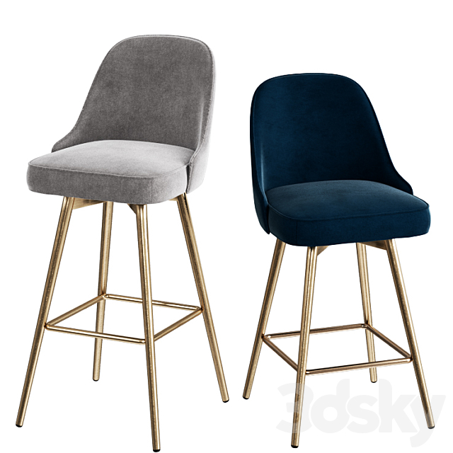 WEST ELM Mid-Century Velvet set 3DS Max Model - thumbnail 2