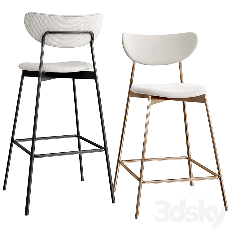 west elm Modern Petal Bar & Counter Stool 3DS Max Model - thumbnail 1