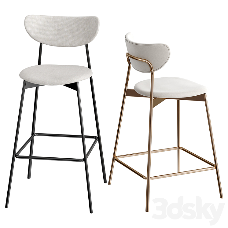 west elm Modern Petal Bar & Counter Stool 3DS Max Model - thumbnail 2