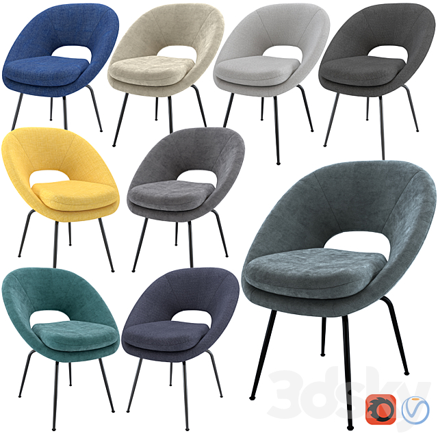 West Elm Orb Dining Chair 3ds Max - thumbnail 1