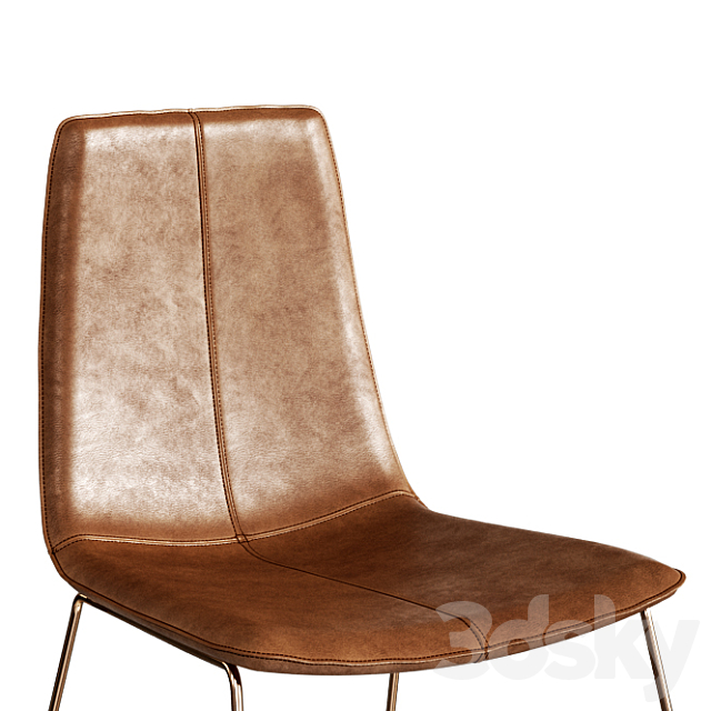 West Elm Slope Leather Dining Chair 3DS Max Model - thumbnail 2