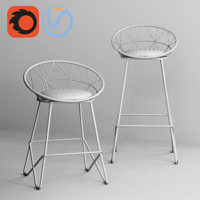 Winsor Rolf Kimsai Chair Stool 3ds Max - thumbnail 3