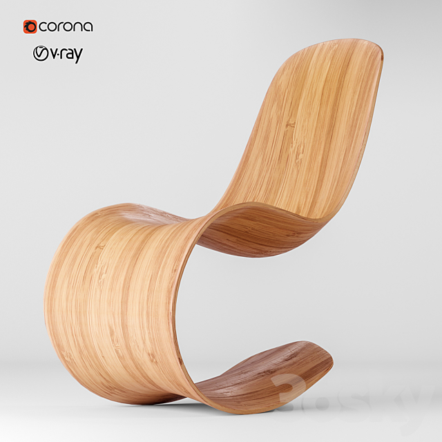 Wood curved chair 3DSMax File - thumbnail 1