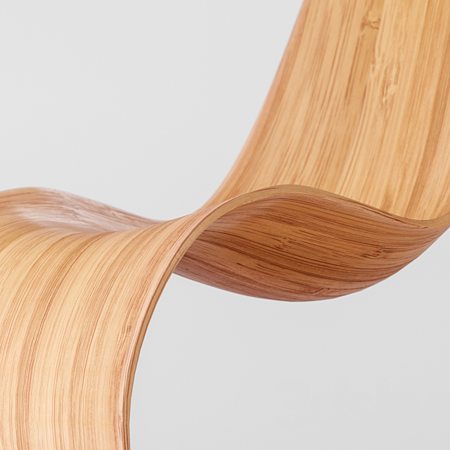 Wood curved chair 3DSMax File - thumbnail 2