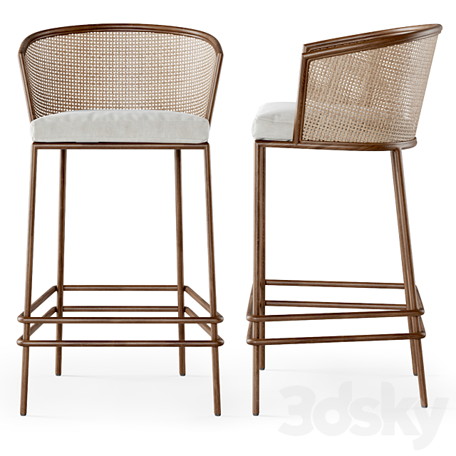 Wooden bar stool BW45 _ Bar stool 3DSMax File - thumbnail 2