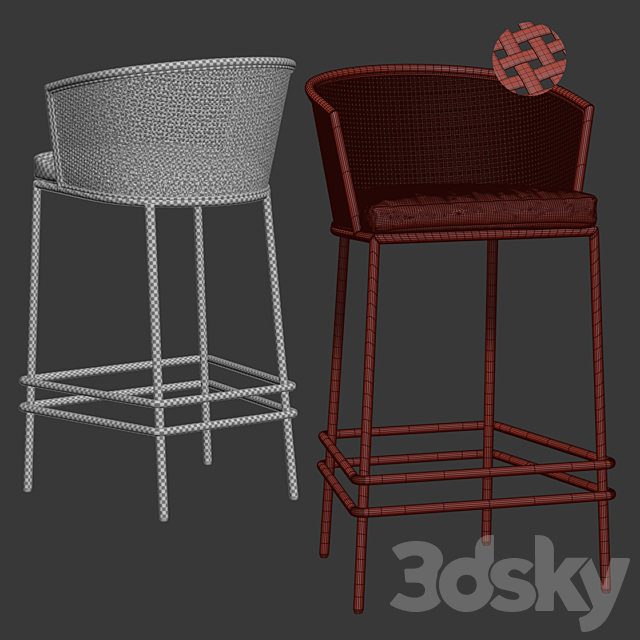 Wooden bar stool BW45 _ Bar stool 3DSMax File - thumbnail 4