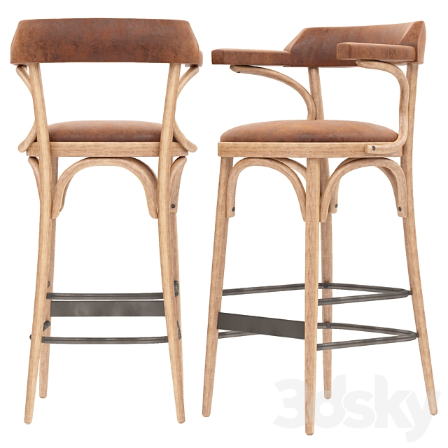 Wooden barstool 3DSMax File - thumbnail 1