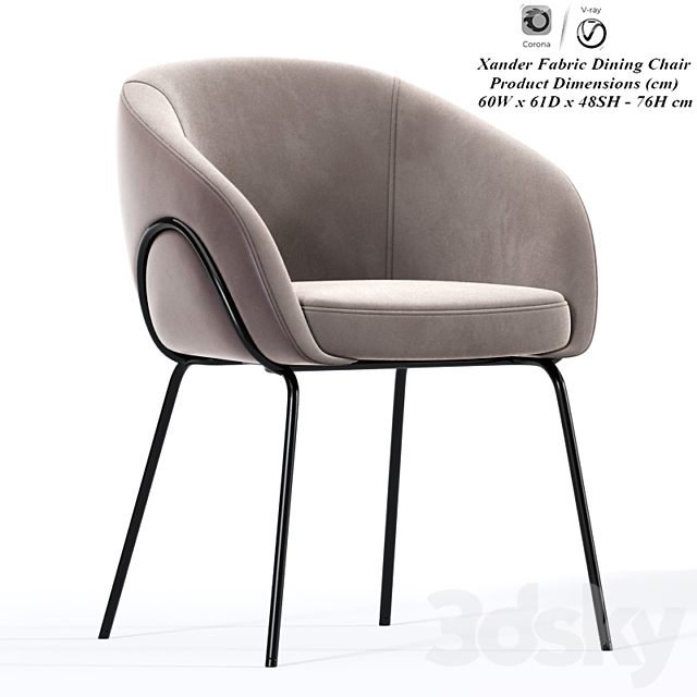 Xander dining chair 3DSMax File - thumbnail 1