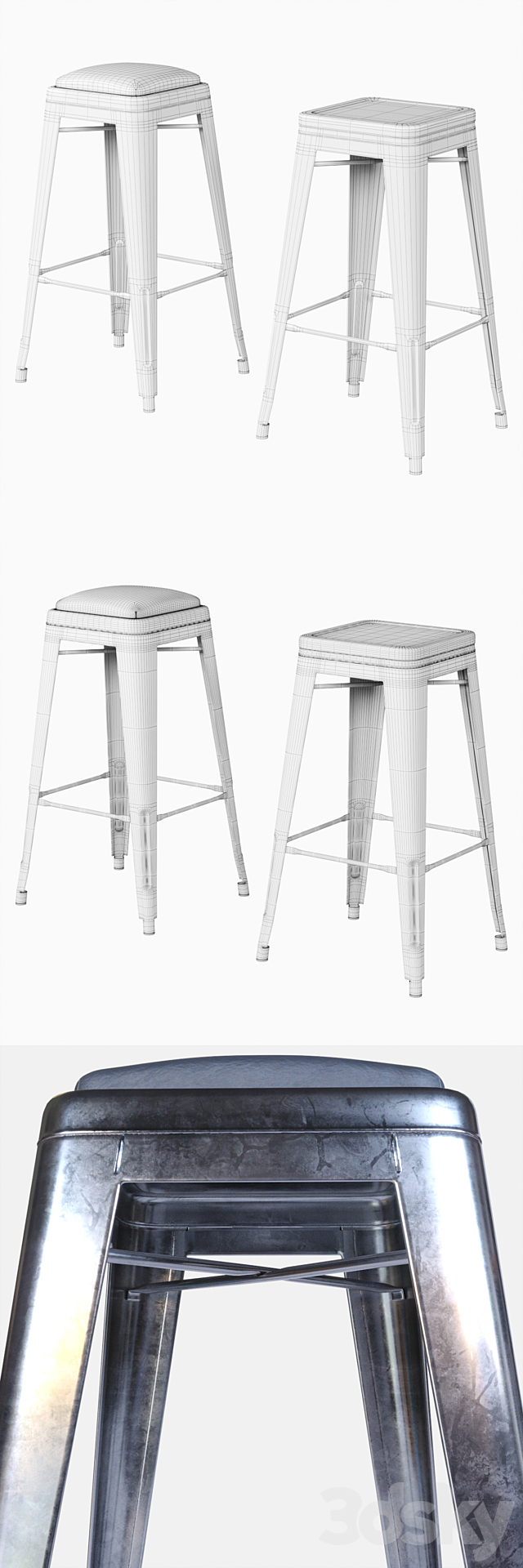 Xavier Pauchard Tolix Stools 3DSMax File - thumbnail 3