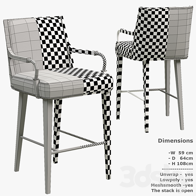 Yves bar stool 3DSMax File - thumbnail 3