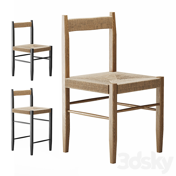 Zara home Ash wood chair and bar stool 3DS Max Model - thumbnail 1