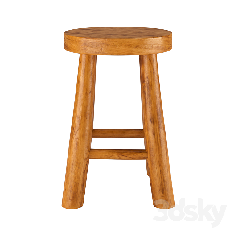 Zara Home Teak Stool 3DS Max Model - thumbnail 2