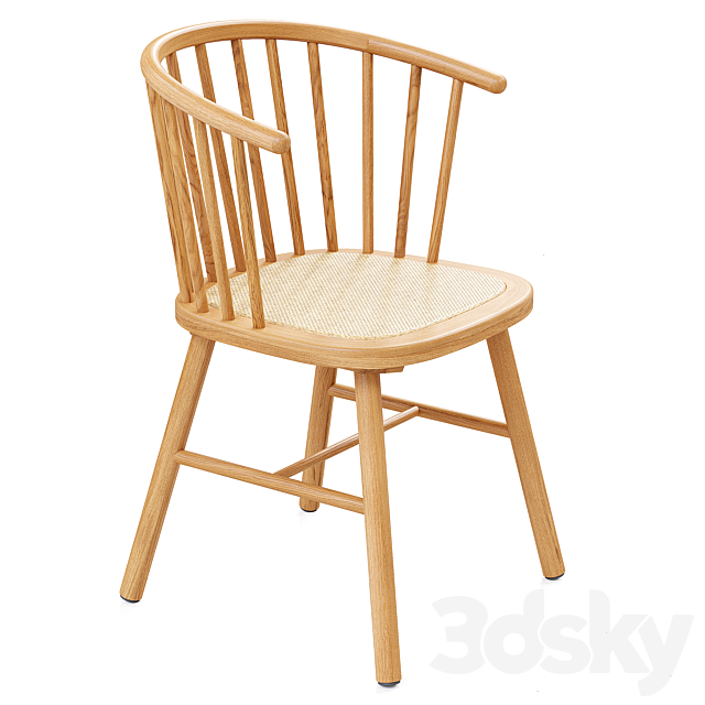 Zara Home – The ash wood chair with rattan seat 3DS Max Model - thumbnail 2