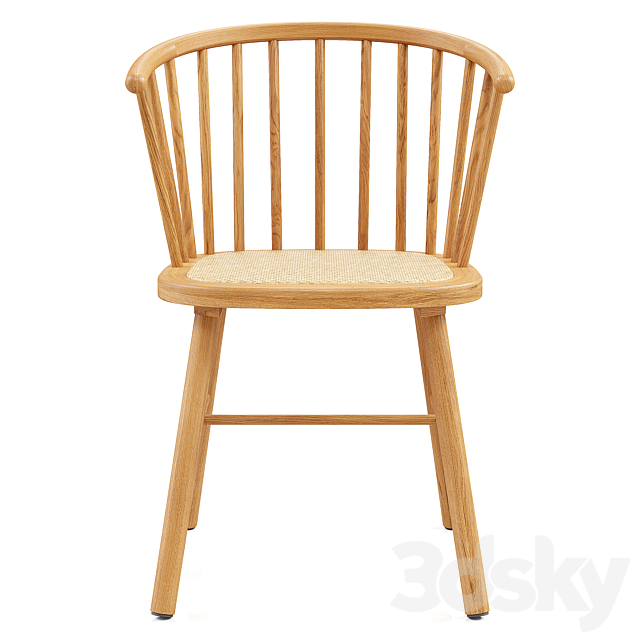 Zara Home – The ash wood chair with rattan seat 3DS Max Model - thumbnail 4