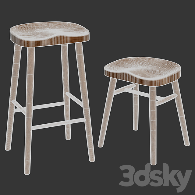 Zara Home – The ash wood stool 3DSMax File - thumbnail 2