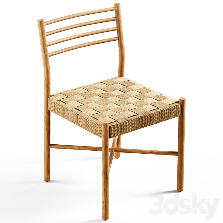 Zara Home – The oak chair with wicker seat 3DS Max Model - thumbnail 1