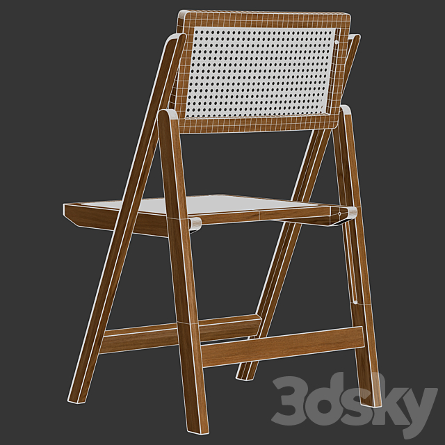 Zara Home – The rattan and wood folding chair 3DS Max Model - thumbnail 4