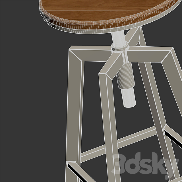 Zara Home – The wood and metal swivel stool 3DSMax File - thumbnail 3