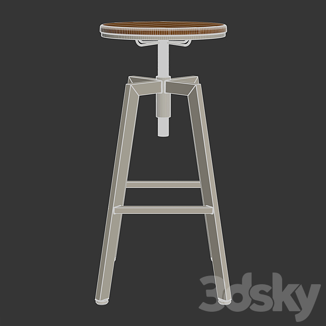 Zara Home – The wood and metal swivel stool 3DSMax File - thumbnail 4