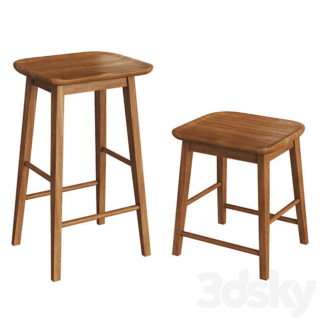 Zara Home WOODEN TALL STOOL 3ds Max - thumbnail 1