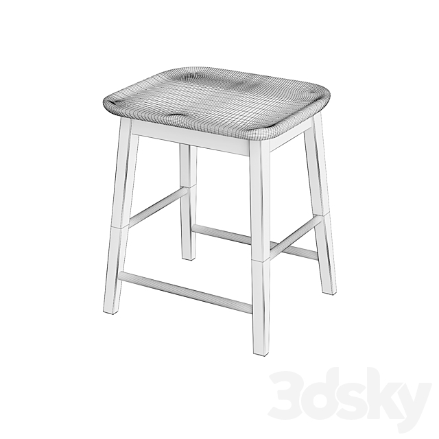 Zara Home WOODEN TALL STOOL 3ds Max - thumbnail 3