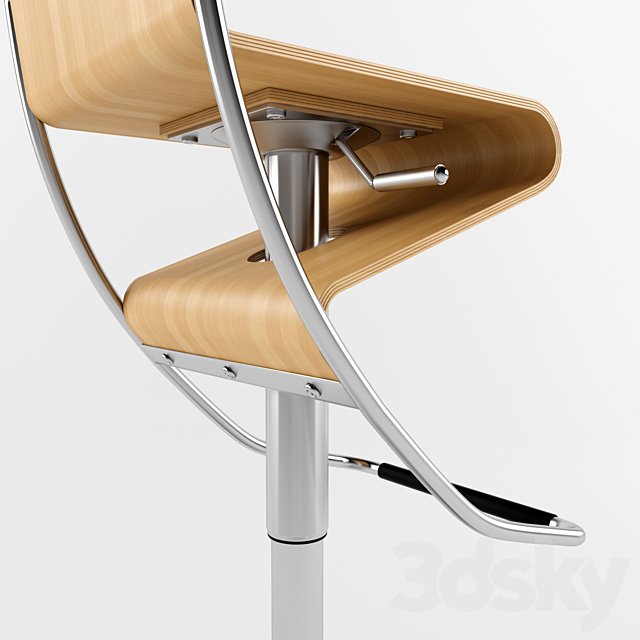 Zig-Zag Bar Stool in Natural 3DS Max Model - thumbnail 2