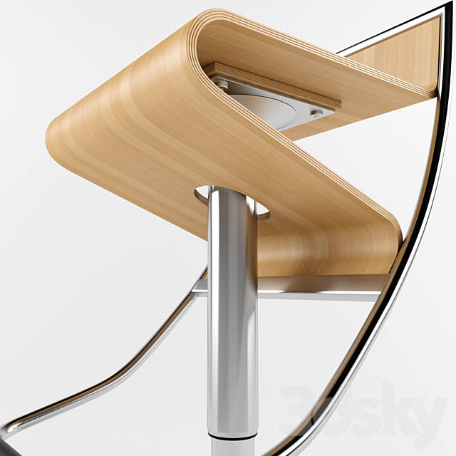 Zig-Zag Bar Stool in Natural 3DS Max Model - thumbnail 3