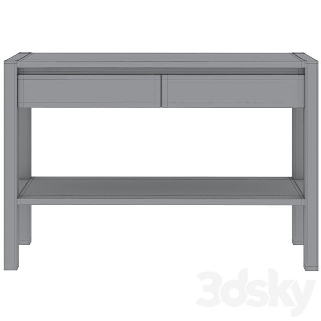 Adelita Oak Console Table with 2 Drawers 3ds Max - thumbnail 3