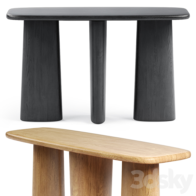 ANTHROPOLOGIE Kalle Sculptural Oak Console 3DS Max - thumbnail 1