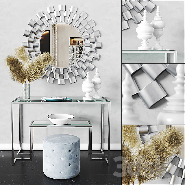 Arielle Tiered Wall Mirror & Anta Gold Console Table 3DSMax File - thumbnail 1